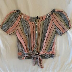 Striped Tie Crop Top